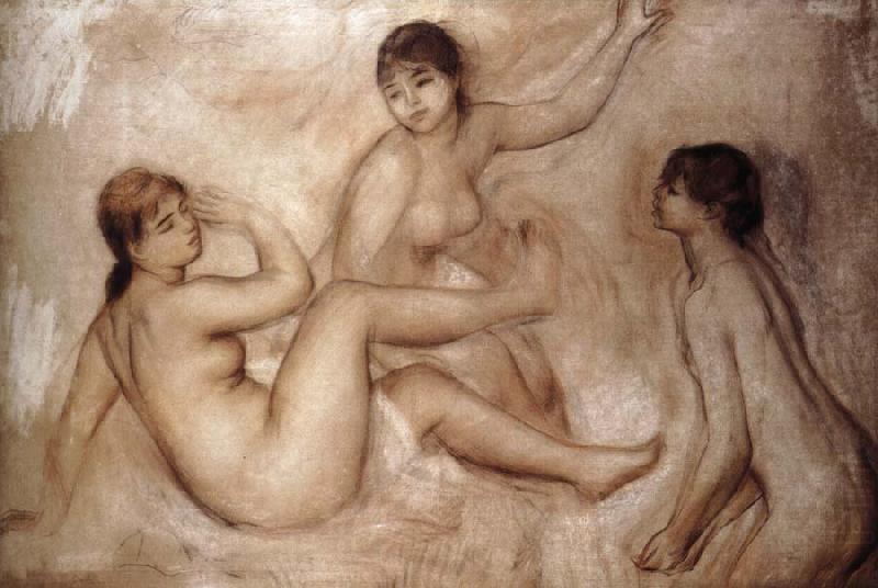 Three Bathers by the Water, Pierre Renoir